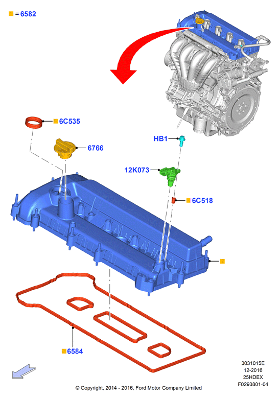 Крышка головки цилиндров, 2.5L I4 16v DOHC EFI