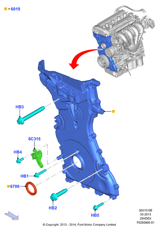 Крышки газораспредели. механизма, 2.5L I4 16v DOHC EFI