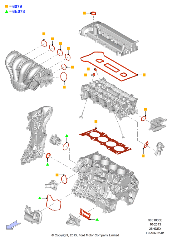 Комплект прокладок двигателя, 2.5L I4 16v DOHC EFI