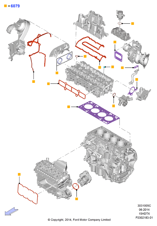 Комплект прокладок двигателя, 1.5L GTDI                (15HDTX_C)
