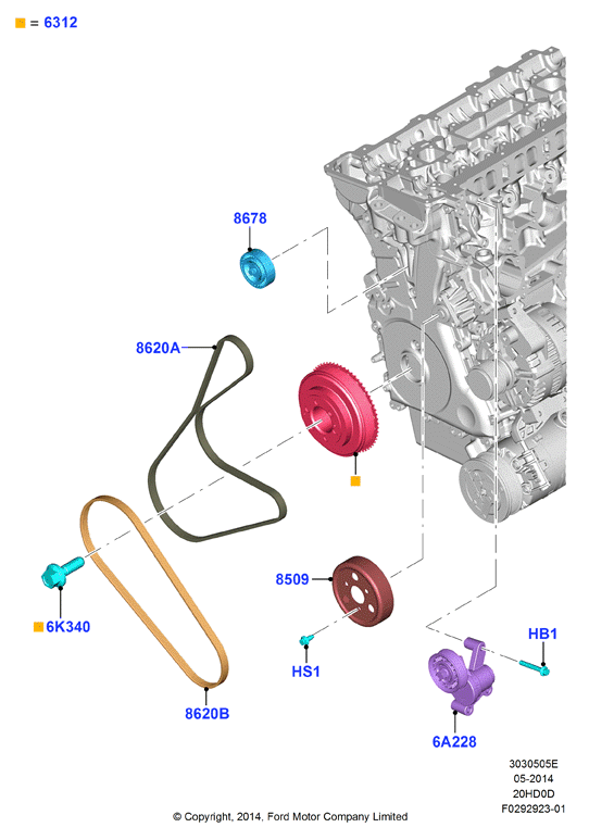 Шкивы и приводные ремни, 2.0L IVCT Turbo