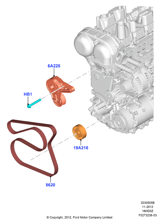 Шкивы и приводные ремни, 1.6 Sigma GTDI