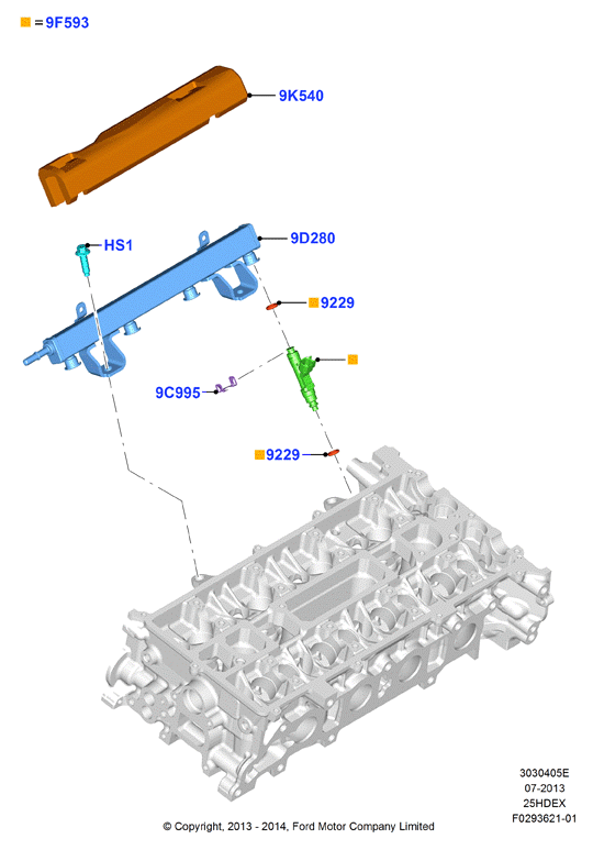 Топливные форсунки и трубопроводы, 2.5L I4 16v DOHC EFI