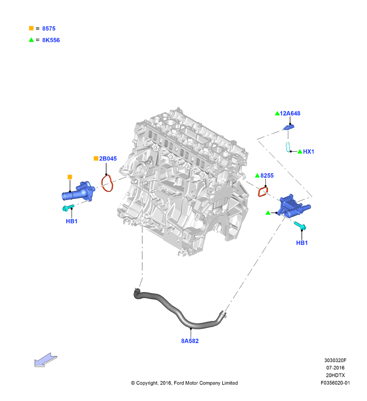 Термостат/корпус и сопут.эл-ты, 2.0 DOHC 16В с турбокомпрессором