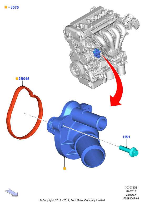 Термостат/корпус и сопут.эл-ты, 2.5L I4 16v DOHC EFI