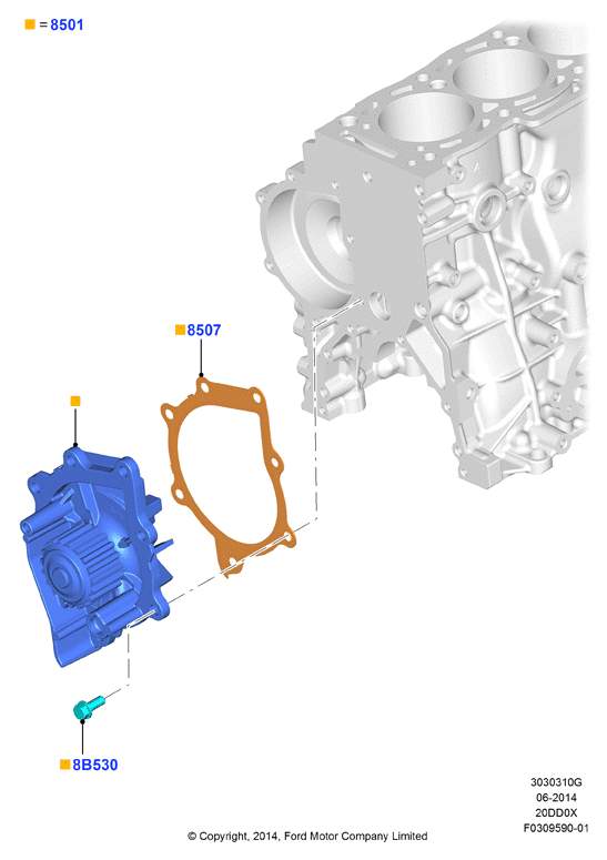 Насос охлаждающей жидкости, 2.0 DI Diesel
