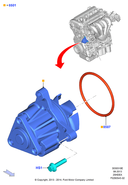 Насос охлаждающей жидкости, 2.5L I4 16v DOHC EFI