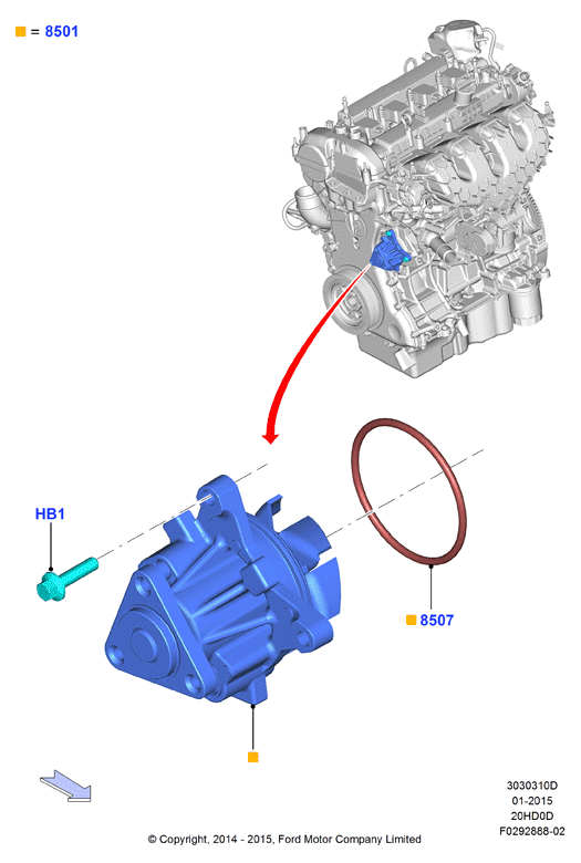 Насос охлаждающей жидкости, 2.0L IVCT Turbo