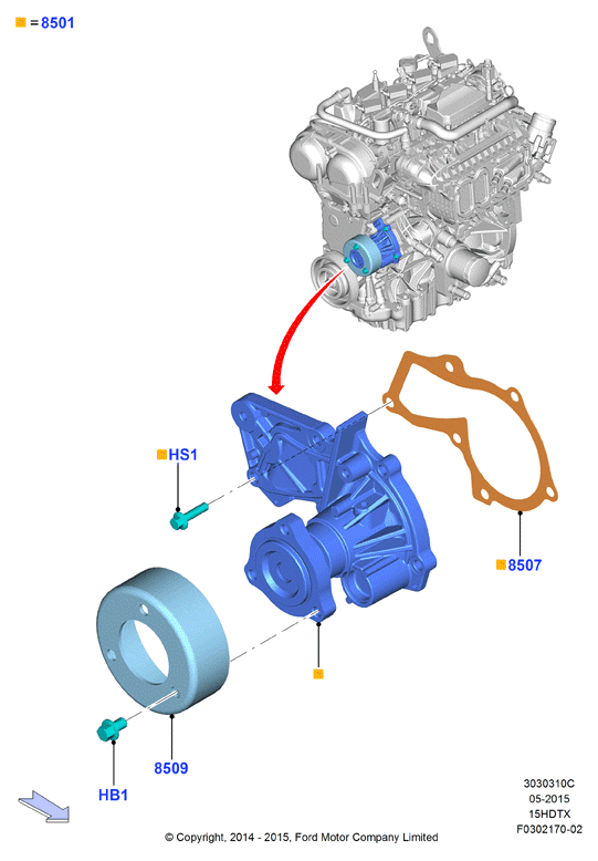 Насос охлаждающей жидкости, 1.5L GTDI                (15HDTX_C)