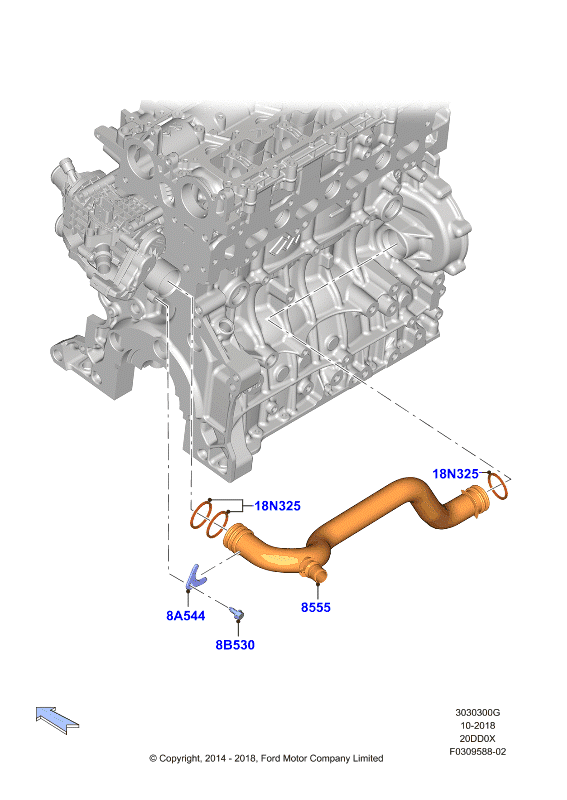 Водяной коллектор и шланги, 2.0 DI Diesel