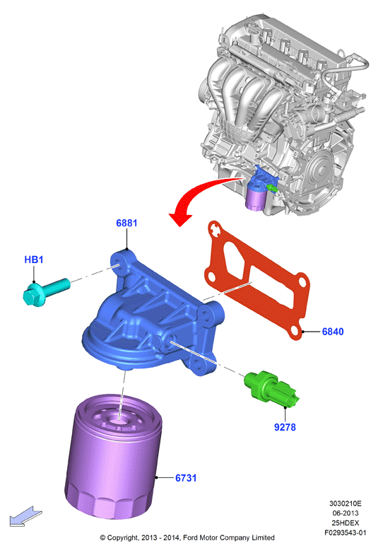 Масляный радиатор и фильтр, 2.5L I4 16v DOHC EFI