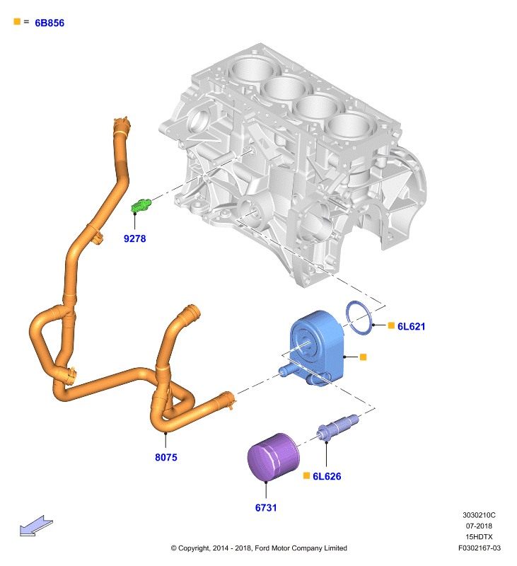 Масляный радиатор и фильтр, 1.5L GTDI                (15HDTX_C)