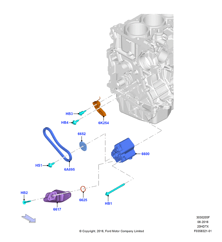 Масляный насос, 2.0 DOHC 16В с турбокомпрессором