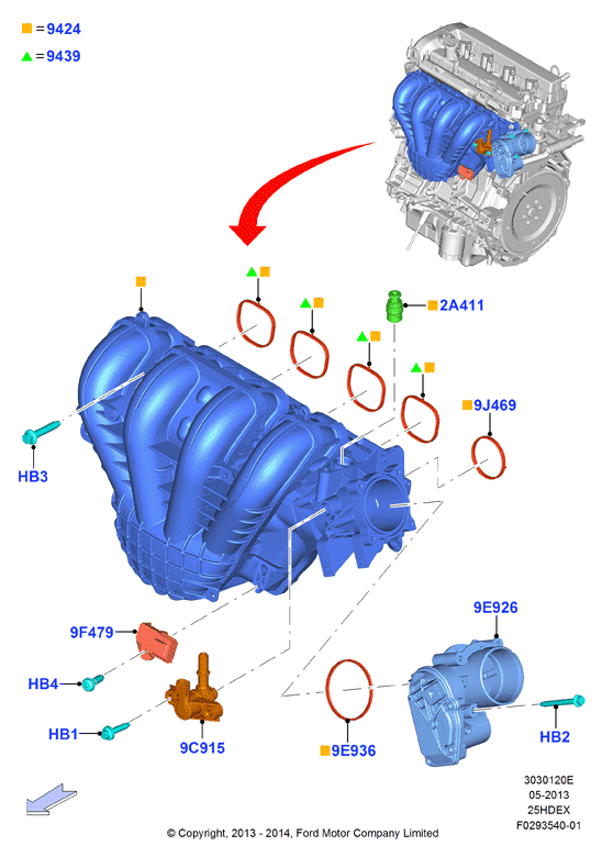 Впускной коллектор, 2.5L I4 16v DOHC EFI