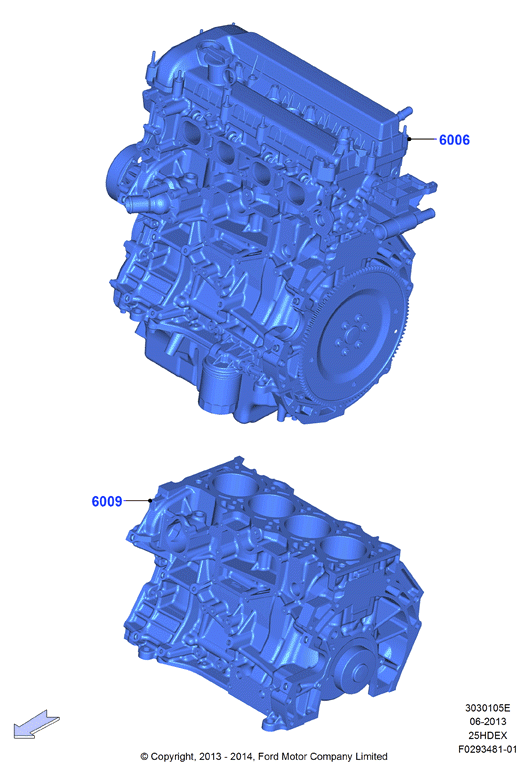 Сервисн.двиг.и неукомпл.блок цил., 2.5L I4 16v DOHC EFI
