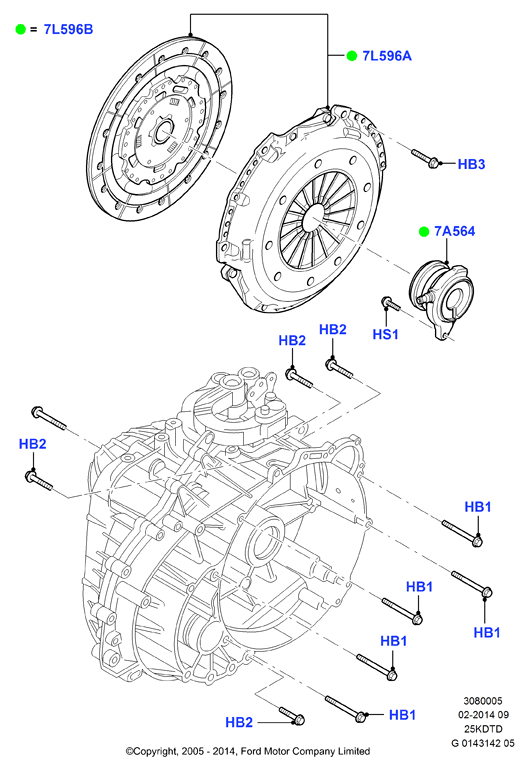 Сцепление, 2.5L Duratec VCT Turbo