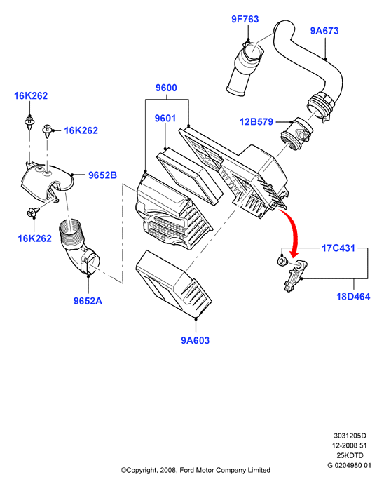 Воздушный фильтр, 2.5L Duratec VCT Turbo