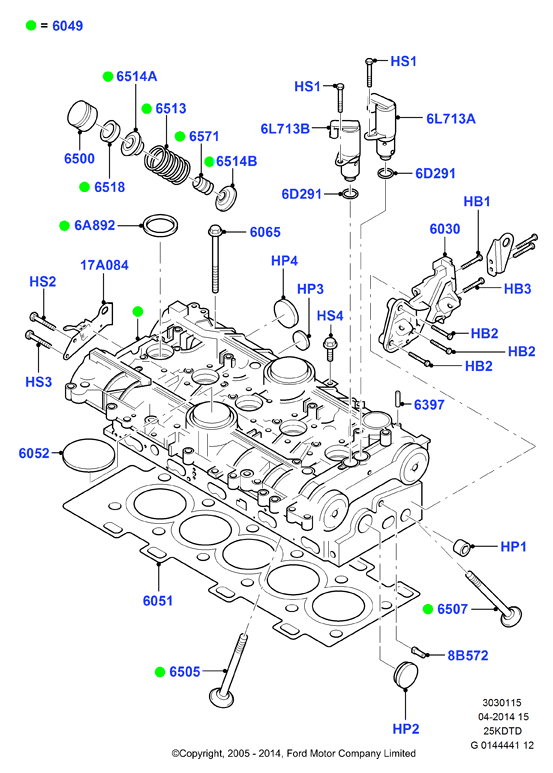 Головка цилиндров, 2.5L Duratec VCT Turbo