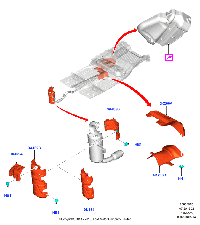 Теплозащитные экраны сист.выпуска, 1.5L SOHC DI TC I4 DIESEL  (15DSOX)