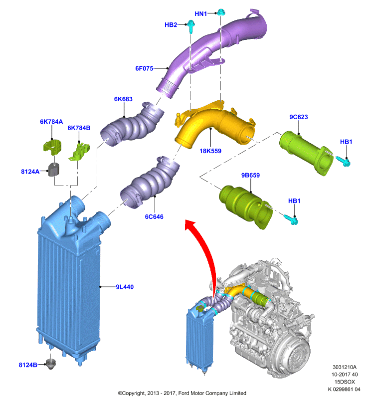 Пром.теплообм/воздуховоды и шланги, 1.5L SOHC DI TC I4 DIESEL  (15DSOX)