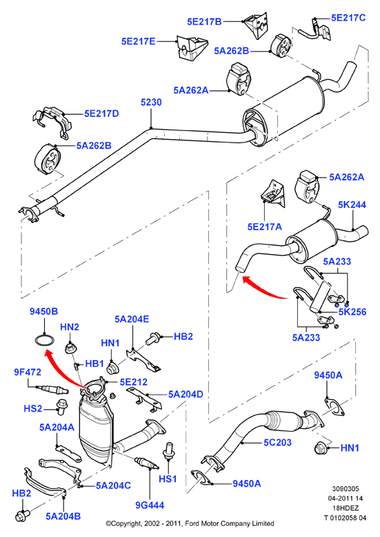 Система выпуска, Zetec-E 1.8