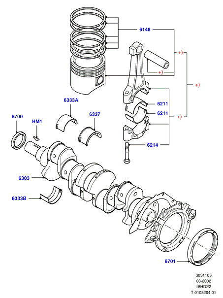 Коленчатый вал/поршни и подшипники, Zetec-E 1.8