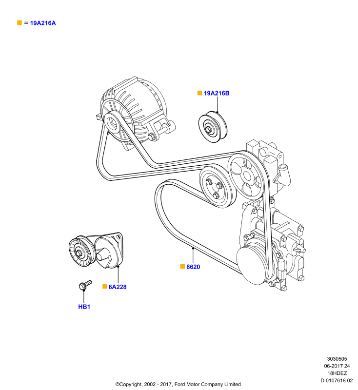 Шкивы и приводные ремни, Zetec-E 1.8