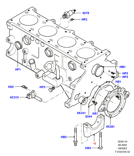Блок цилиндров и заглушки, Zetec-E 1.8