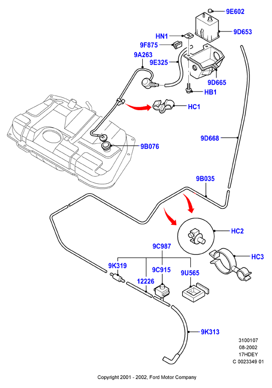 Система улавливания паров топлива, Zetec 1.7 DOHC EFI