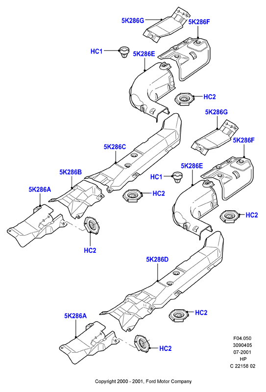 Теплозащитные экраны сист.выпуска, Zetec 1.7 DOHC EFI