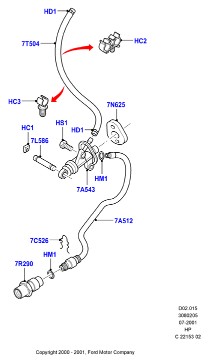 Главный и рабочий цилиндры сцеплен., Zetec 1.7 DOHC EFI