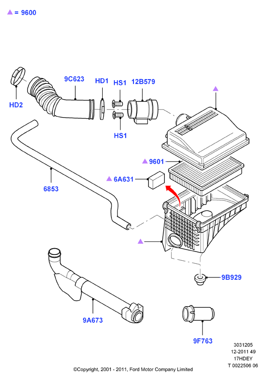 Воздушный фильтр, Zetec 1.7 DOHC EFI