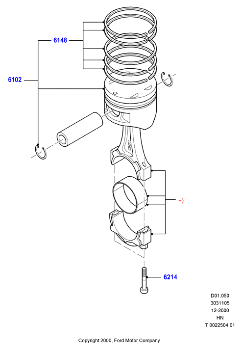 Коленчатый вал/поршни и подшипники, Zetec 1.7 DOHC EFI