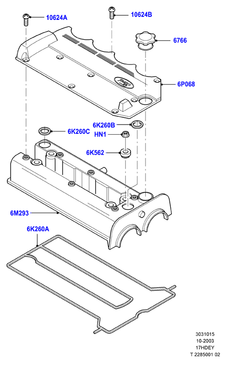 Крышка головки цилиндров, Zetec 1.7 DOHC EFI