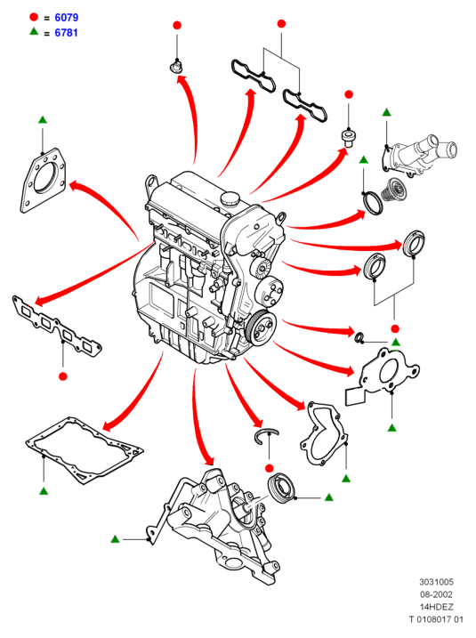 Комплект прокладок двигателя, Zetec 1.4 DOHC EFI