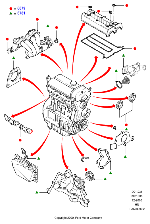 Комплект прокладок двигателя, Zetec 1.7 DOHC EFI