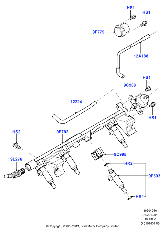 Топливные форсунки и трубопроводы, Zetec 1.6 DOHC EFI