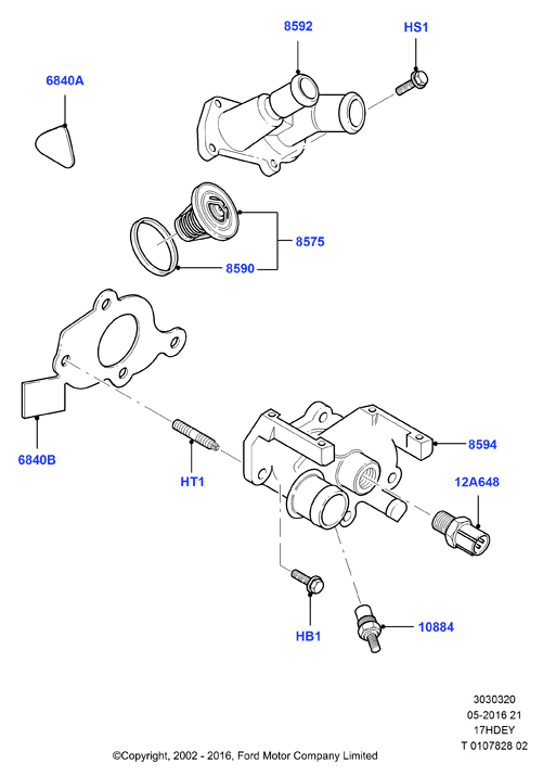 Термостат/корпус и сопут.эл-ты, Zetec 1.7 DOHC EFI
