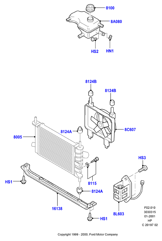 Радиатор/расшр.бачок для охл.жидк., Zetec 1.7 DOHC EFI