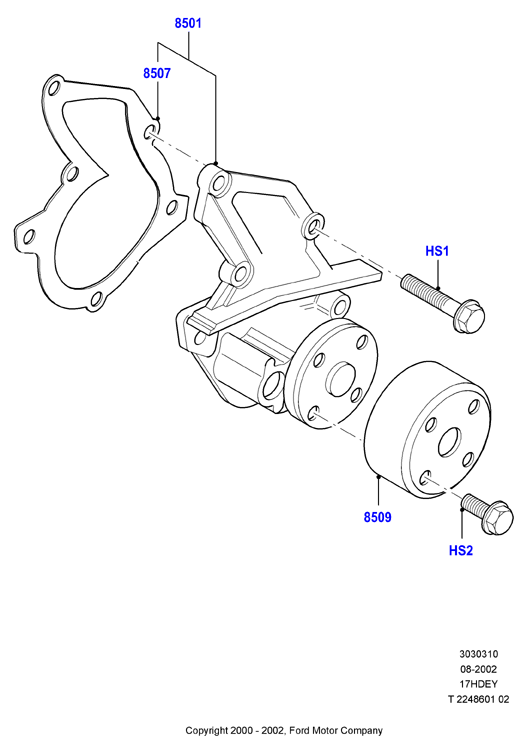 Насос охлаждающей жидкости, Zetec 1.7 DOHC EFI