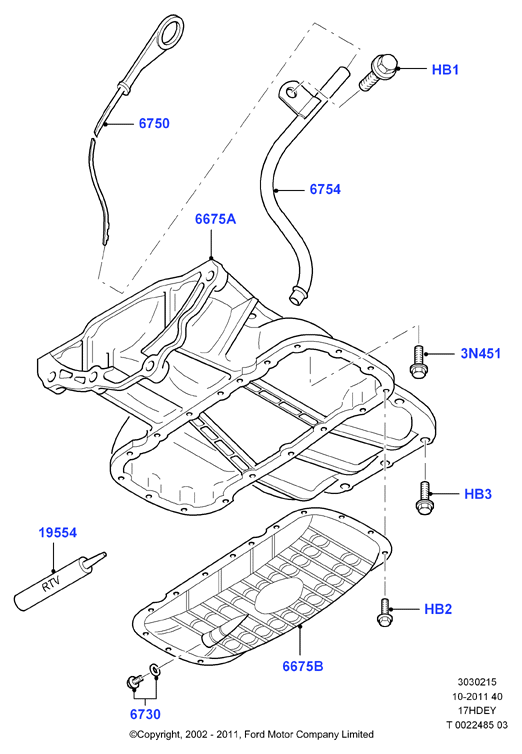 Масл. картер/указат. уровня масла, Zetec 1.7 DOHC EFI
