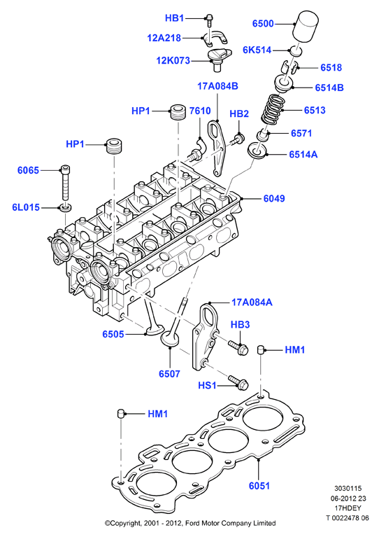 Головка цилиндров, Zetec 1.7 DOHC EFI