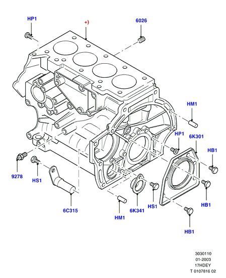 Блок цилиндров и заглушки, Zetec 1.7 DOHC EFI