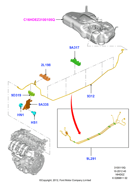 Топливные магистрали, Zetec 1.6 DOHC EFI