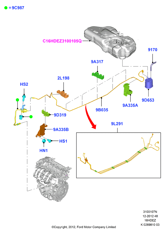 Система улавливания паров топлива, Zetec 1.6 DOHC EFI