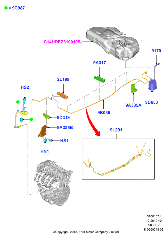 Система улавливания паров топлива, Zetec 1.4 DOHC EFI