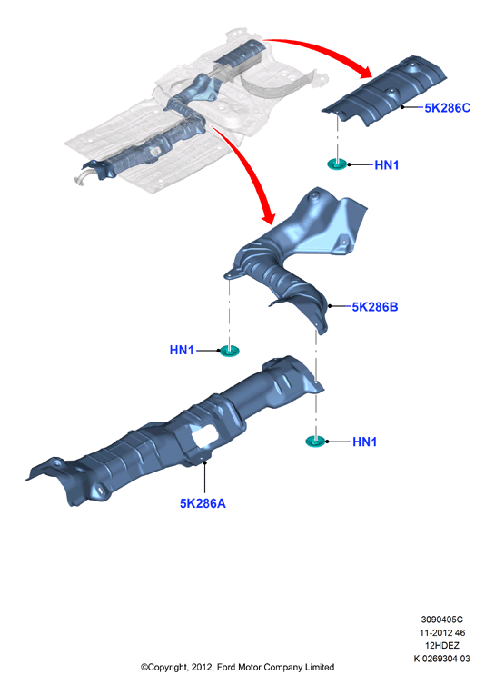 Теплозащитные экраны сист.выпуска, Zetec-S 1.25 DOHC EFI