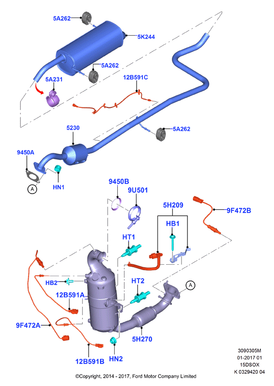 Система выпуска, 1.5L SOHC DI TC I4 DIESEL (15DSOX)
