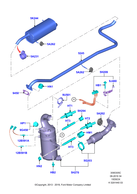 Система выпуска, 1.5L SOHC DI TC I4 DIESEL (15DSOX)