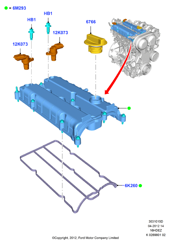 Крышка головки цилиндров, Zetec 1.6 DOHC EFI